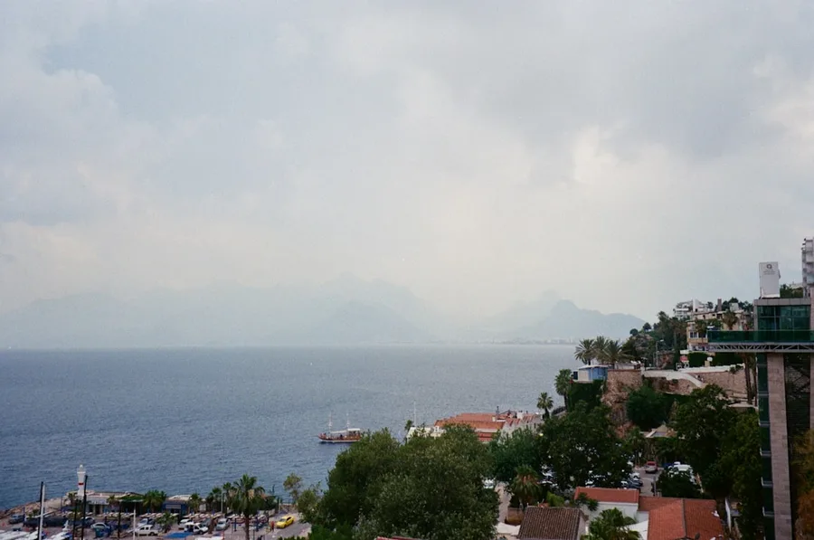 toddler sleeping in hotel room Turkey with sea view Antalya Turkey