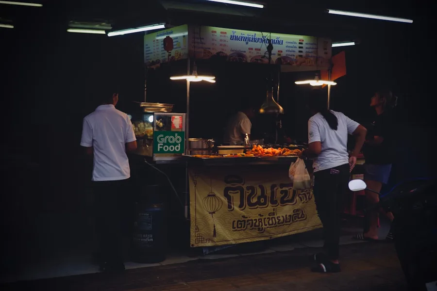 comparison of Thai and Turkish street food dishes with prices Phuket Thailand