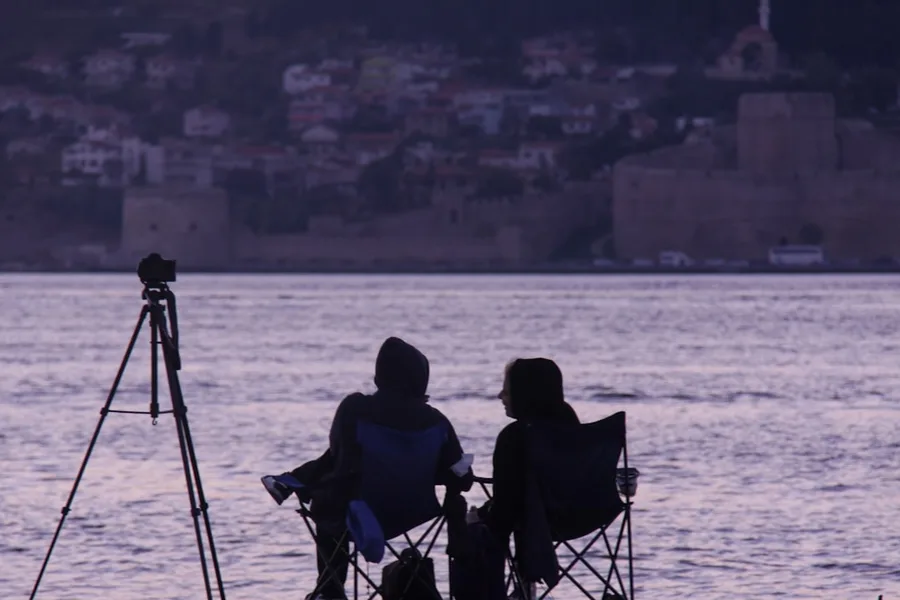 couple with dog Alanya castle Turkey vacation