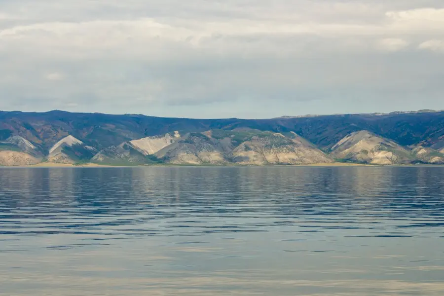 Lake Baikal calm water September morning mist