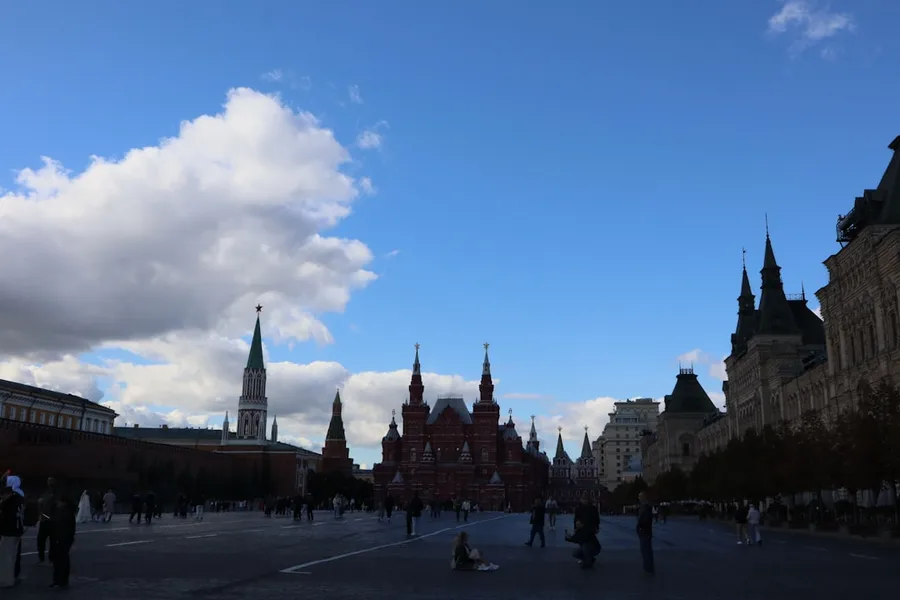 GUM ice rink long queue winter Moscow Russia