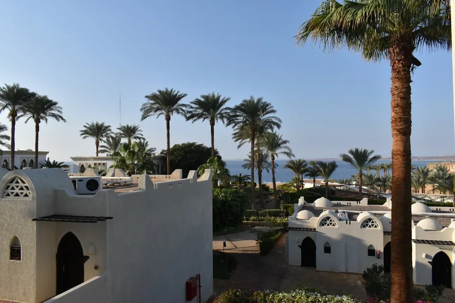 Sharm El Sheikh beach with laptop working Egypt
