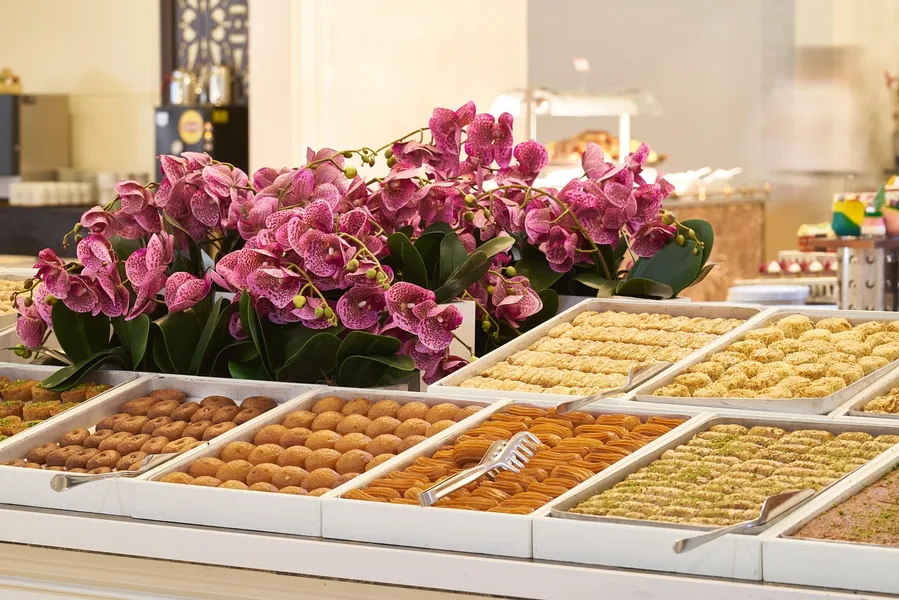 all-inclusive buffet spread Turkish hotel