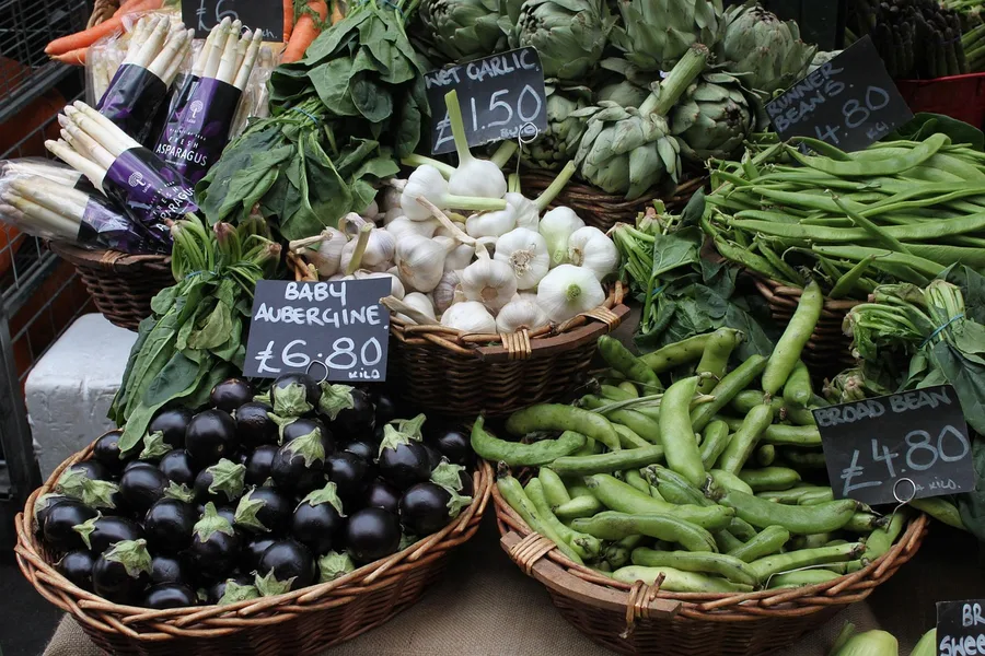 outdoor market Moscow fresh produce price tags Preobrazhensky