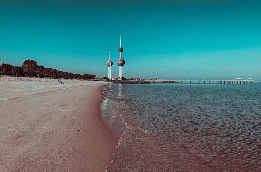 quiet beach Kuwait coastline desert