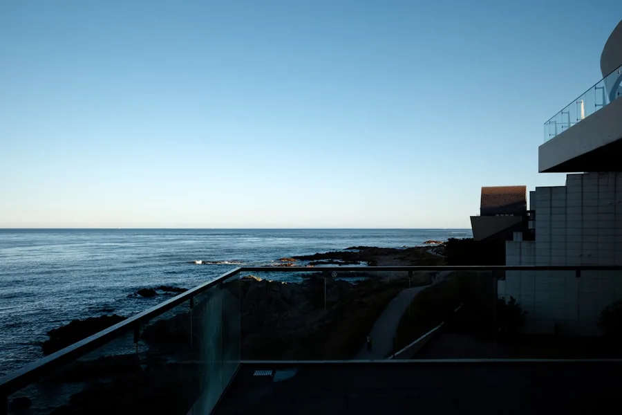 modern studio apartment with ocean view Busan remote work setup