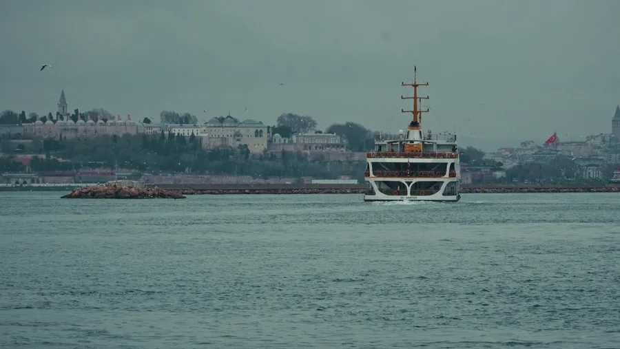Bosphorus short cruise ferry elderly woman Istanbul Turkey