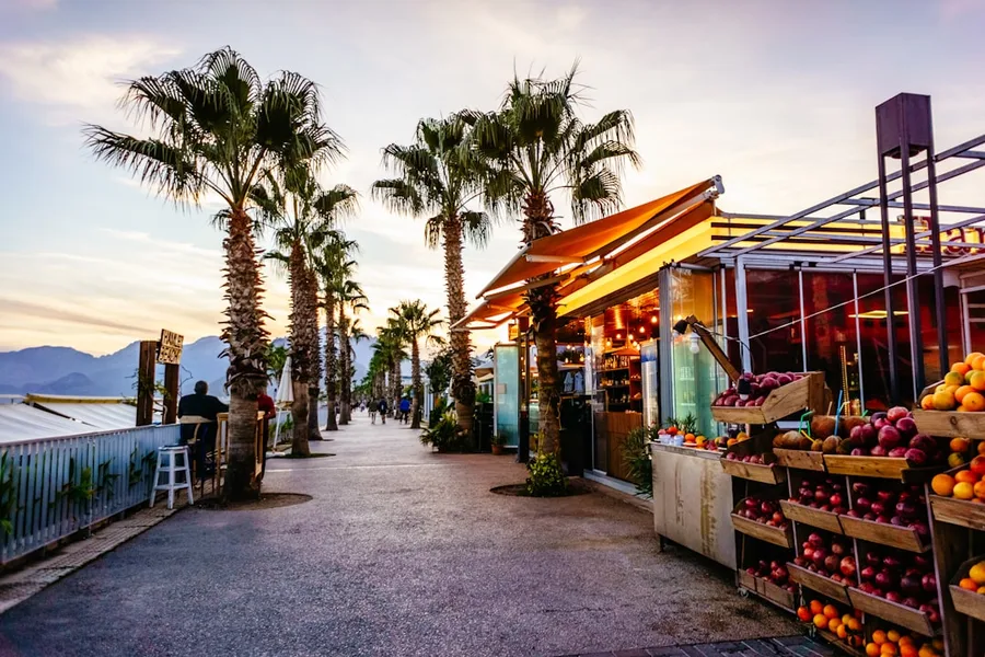 Antalya fresh produce market stall Turkey Kotor Montenegro