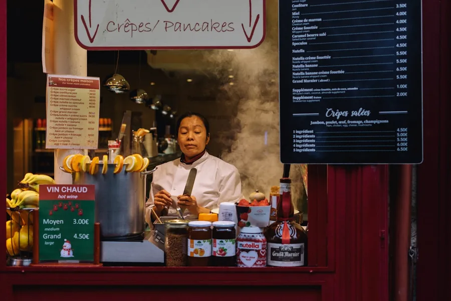 Paris crêpe cooking outdoor France