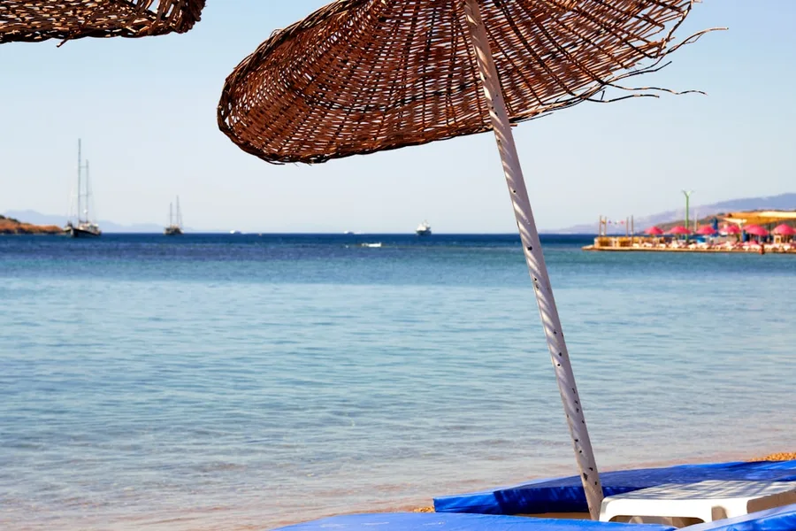 Marmaris Turkey seaside resort beach with children Bodrum Turkey