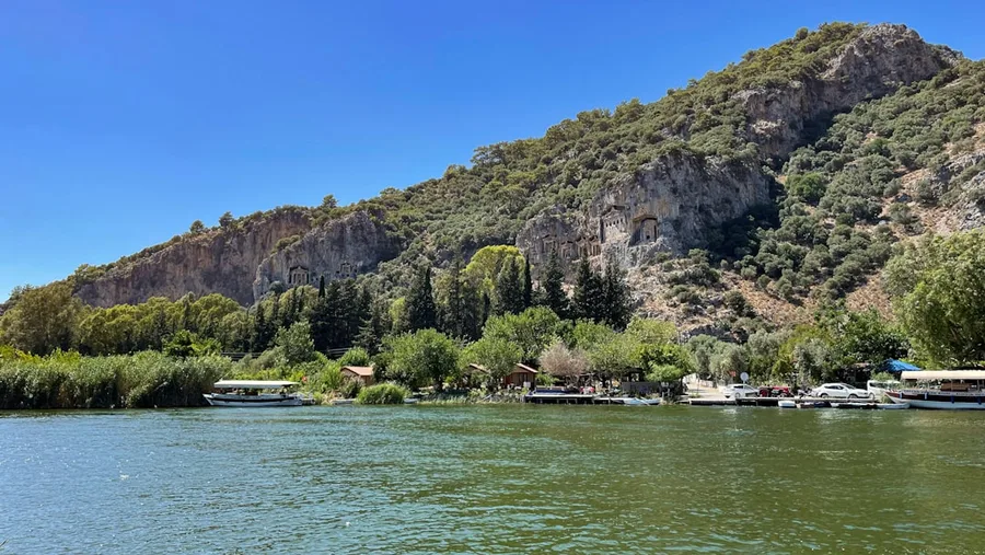 Lycian rock tombs Dalyan river Turkey