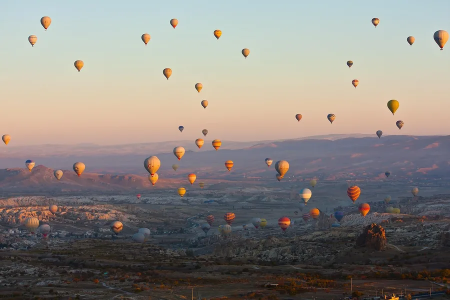 Cappadocia hot air balloons couple Turkey Antalya Turkey