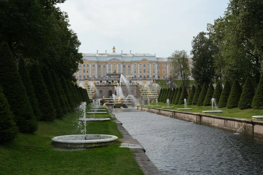 Oranienbaum palace garden empty pathways Russia Saint Petersburg Russia