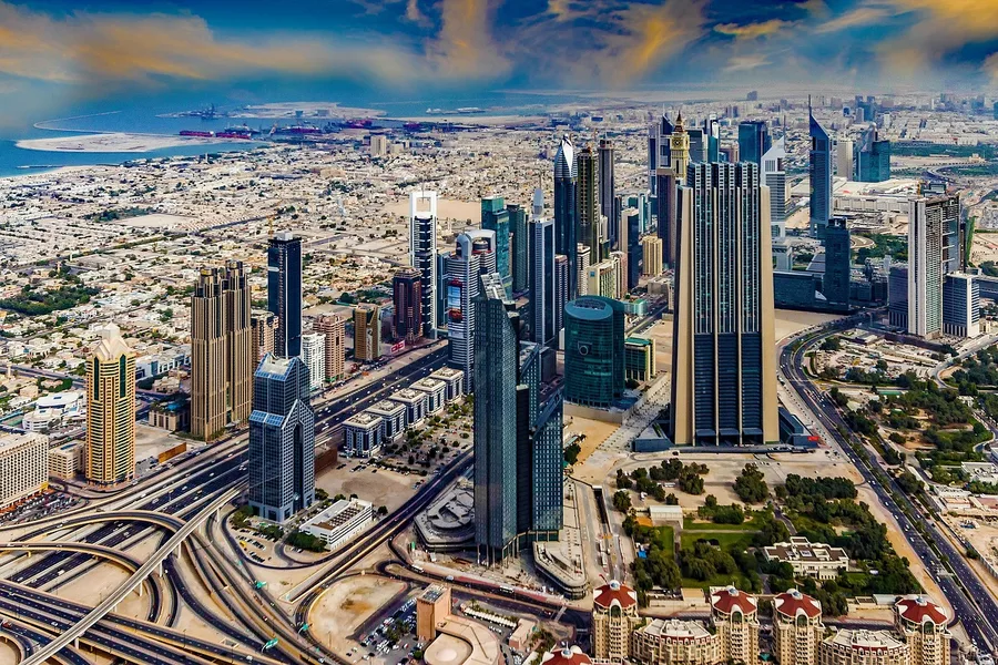 Dubai Marina skyline 2026 United Arab Emirates Aktau Kazakhstan