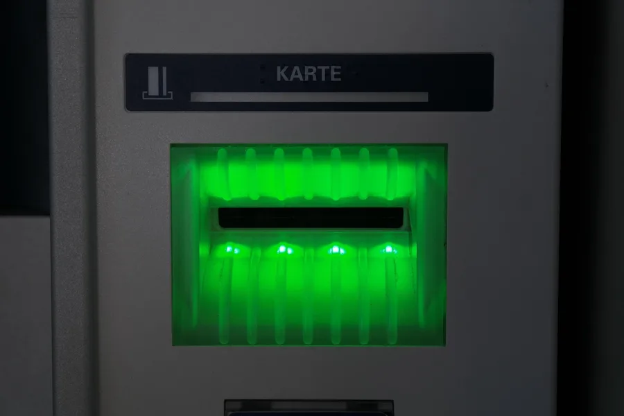 UnionPay card inserted into an ATM in Hurghada Egypt withdrawing cash