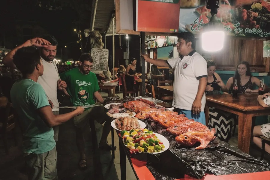 group of friends eating street food Kemer Turkey