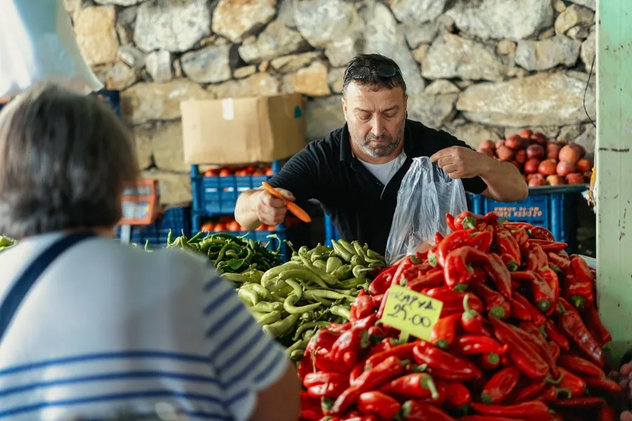 Kemer Turkey local fresh market vegetables budget