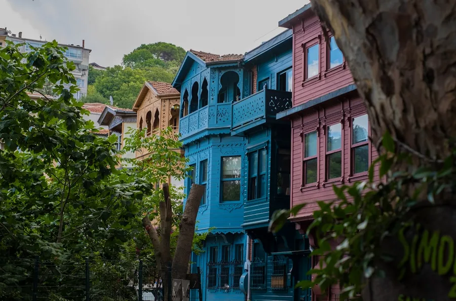 Colorful houses Balat Istanbul family walk