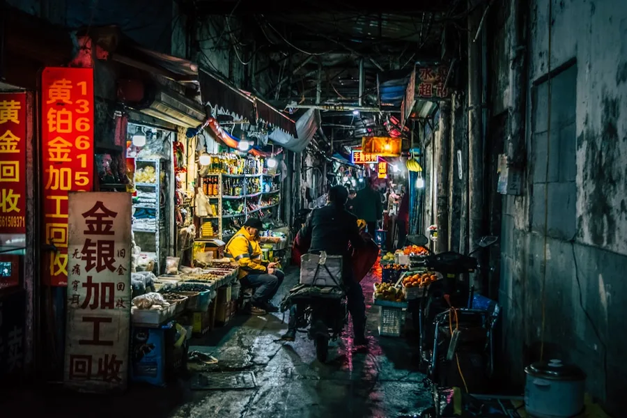 local street food market Shanghai China cheap