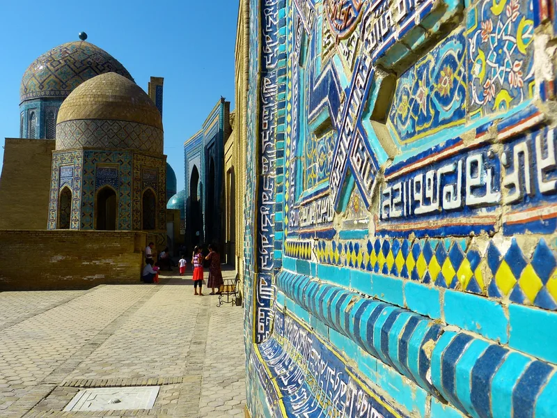 digital nomad working alone in cafe Samarkand Uzbekistan