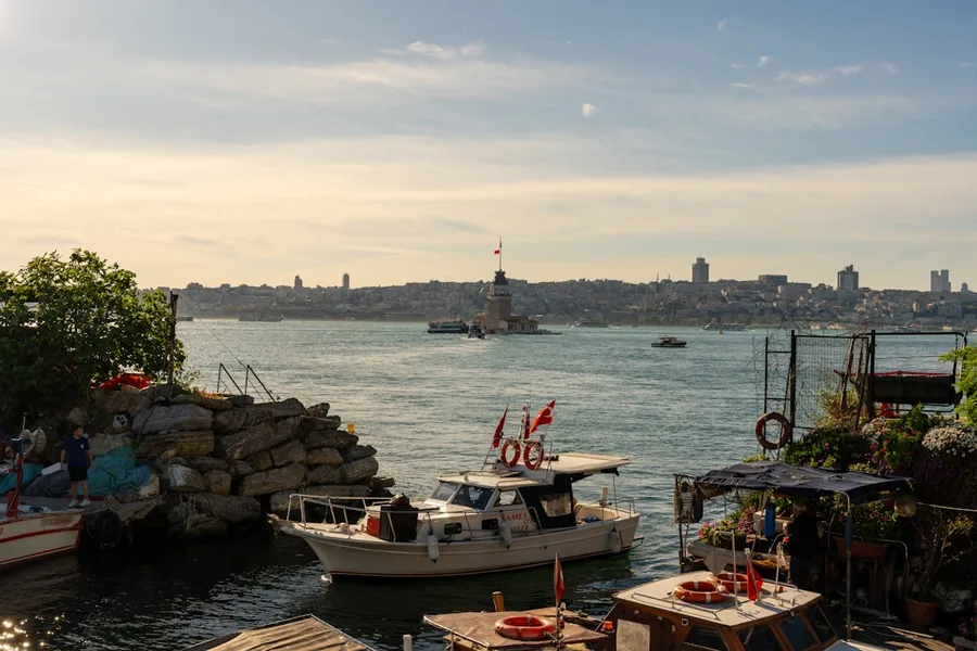 Istanbul fish restaurant terrace Bosphorus Turkey
