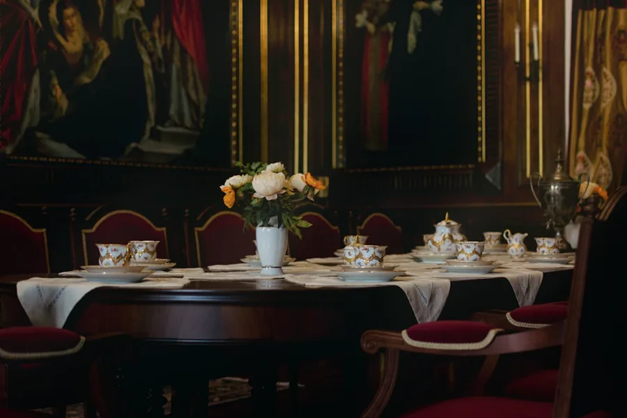 Belarus sanatorium dining room with healthy food
