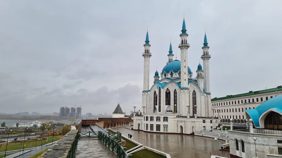 Kazan Kremlin and mosque at sunset Russia Osh Kyrgyzstan