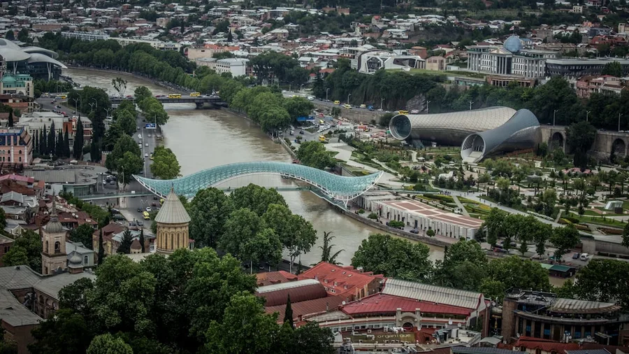 Rike Park Bridge of Peace Tbilisi free romantic walk
