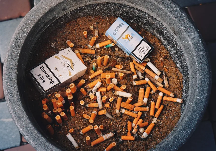 fake tobacco warning sign and counterfeit cigarettes Istanbul Turkey Taba Egypt