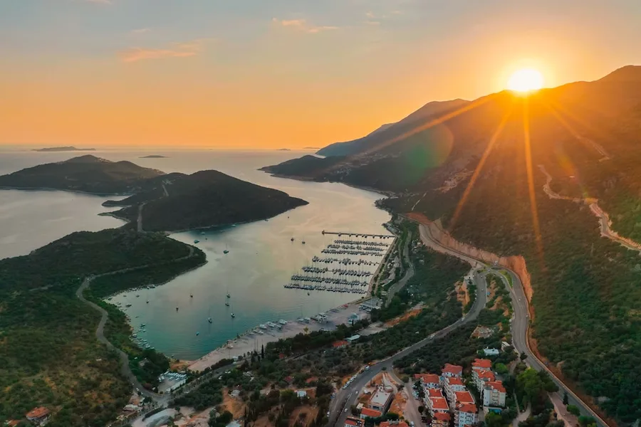 quiet pebble beach in Kaş Turkey