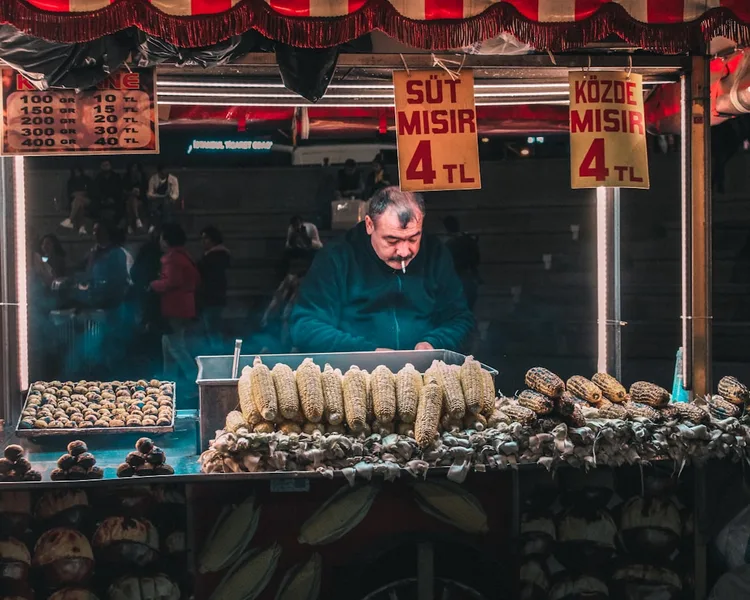 Turkish street food simit dondurma Istanbul Turkey
