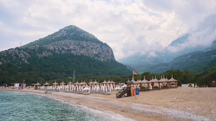 Antalya beach with budget travel and money saving concept
