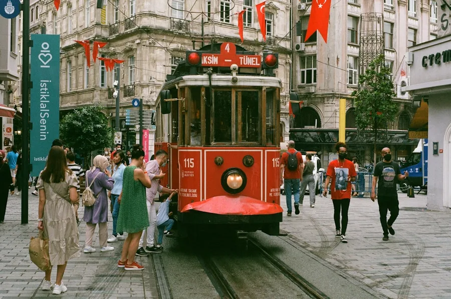 Solo female traveler using Istanbul tram card Turkey