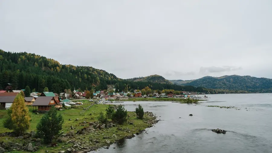 untouched Altai lake wooden house silence