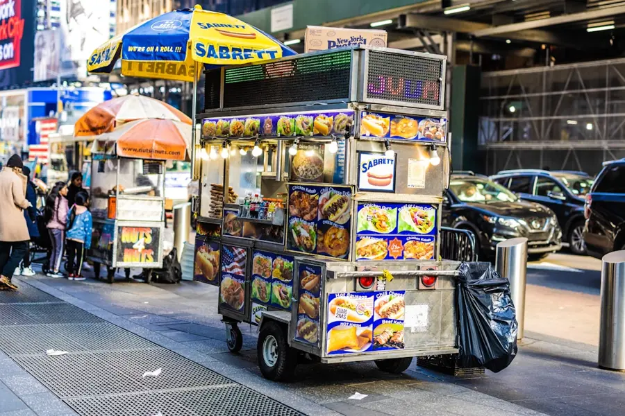 QR code health certificate on street food cart